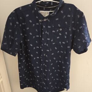 Cherokee Dark Blue Kids Button Down Shirt with Pineapple Design